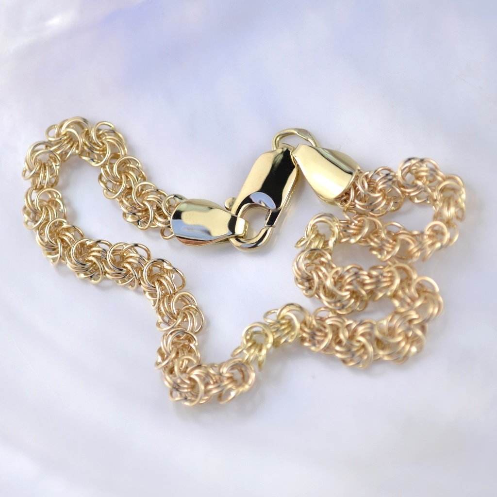Женский браслет из жёлтого золота плетение Роза (цена за грамм)