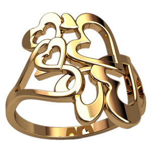 Женское кольцо из золота с сердцами на заказ (Вес: 3 гр.)