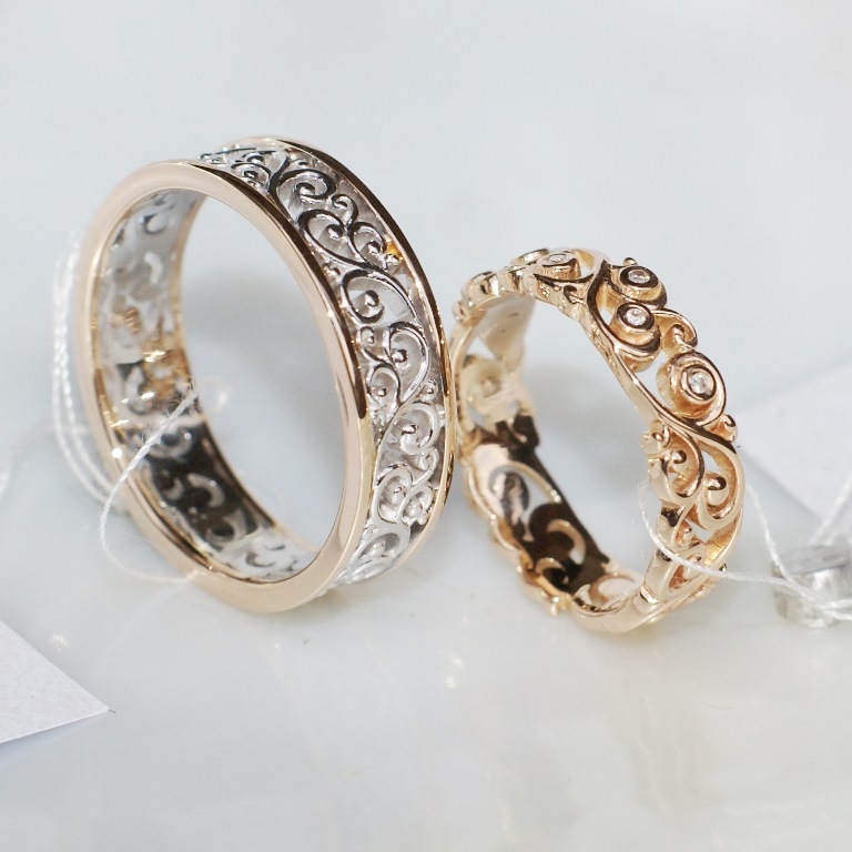 Ажурные обручальные кольца эксклюзивного дизайна на заказ (Вес пары: 9 гр.)