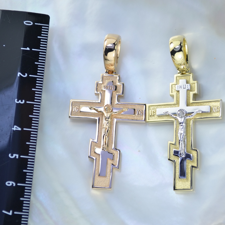 Православный нательный большой крест из золота эксклюзивного дизайна (Вес: 23 гр.)