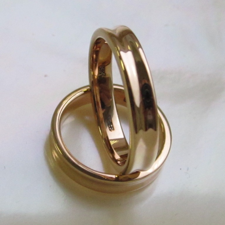 Гладкие классические вогнутые обручальные кольца (Вес пары: 10 гр.)