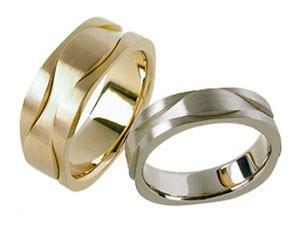 Необычные обручальные кольца волнообразные на заказ (Вес пары: 14 гр.)
