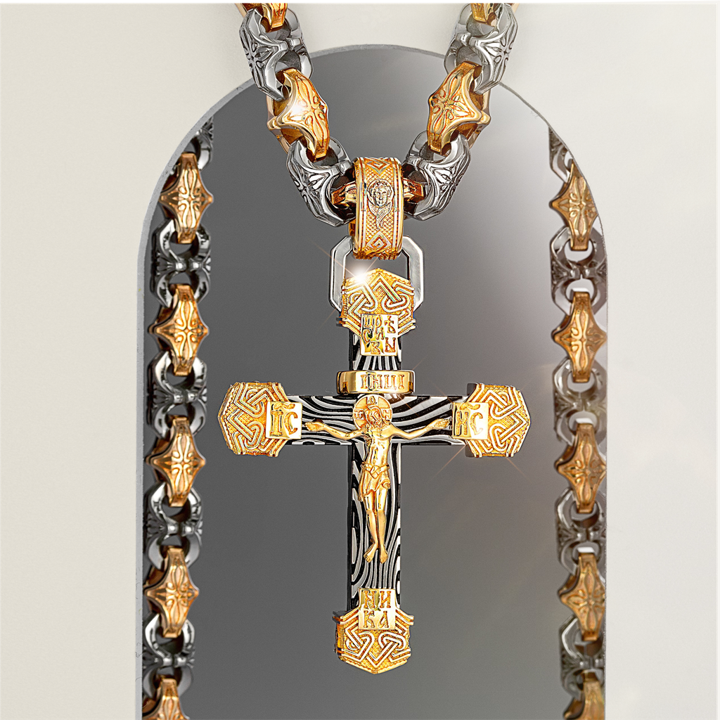 Православный нательный золотой крест на цепочке