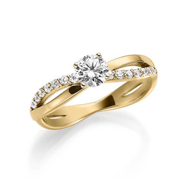 Помолвочное кольцо бесконечность из жёлтого золота с бриллиантами 0,49 карат (Вес: 4 гр.)