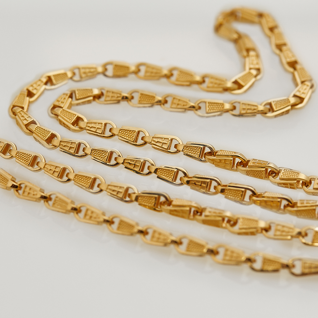 Золотая цепочка эксклюзивное плетение Православная с инициалами (цена за грамм)
