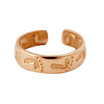 Кольцо на ногу из золота c отпечатком пяточки младенца на заказ (Вес: 3,5 гр.)