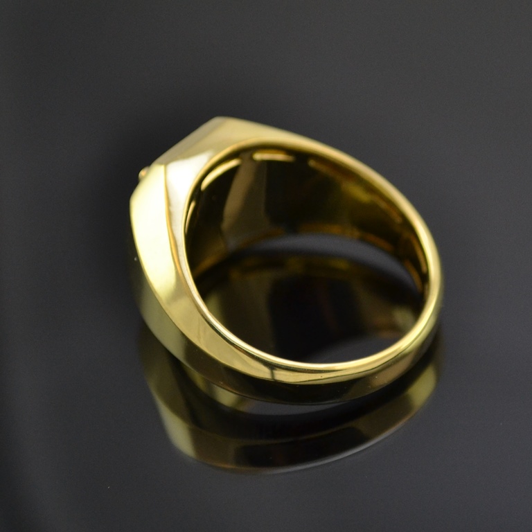 Мужская печатка - перстень с автографом (подписью) из жёлтого золота (Вес: 15 гр.)