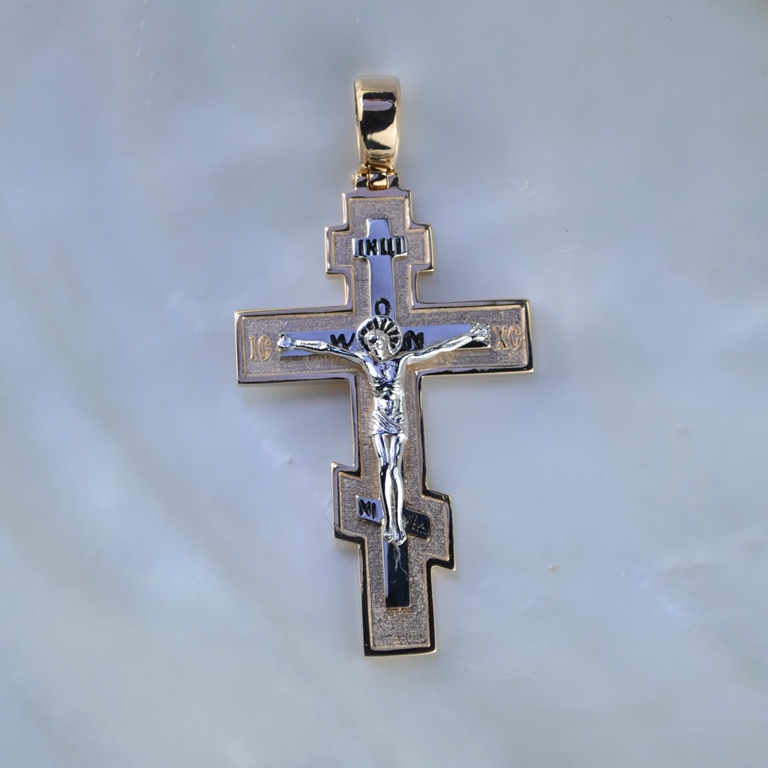 Православный нательный крест из красно-белого золота (Вес 15,5 гр.)