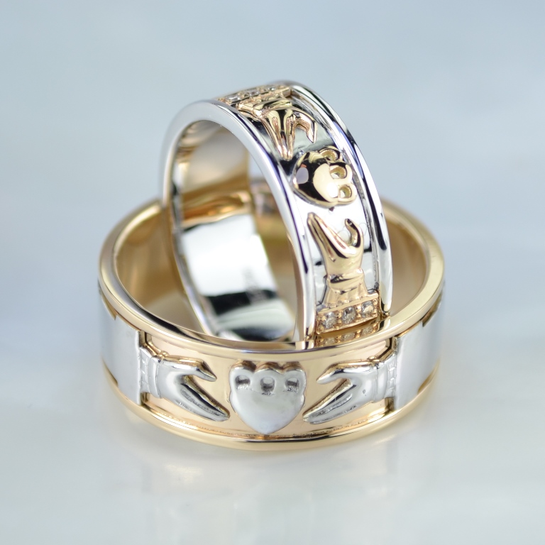 Кладдахские обручальные кольца из двухцветного золота (Вес: 15 гр.)