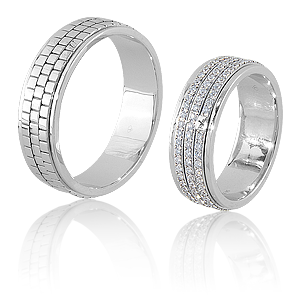 Обручальные кольца из платины с фактурной поверхностью на заказ (Вес пары: 23 гр.)