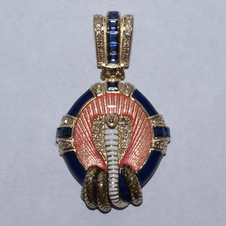 Медальон в виде змеи с эмалью из золота на заказ (Вес: 22 гр.)