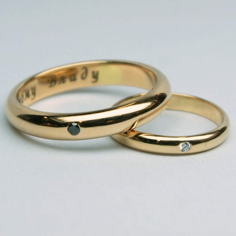 Обручальные кольца узкие на заказ с бриллиантами (Вес пары: 6 гр.)