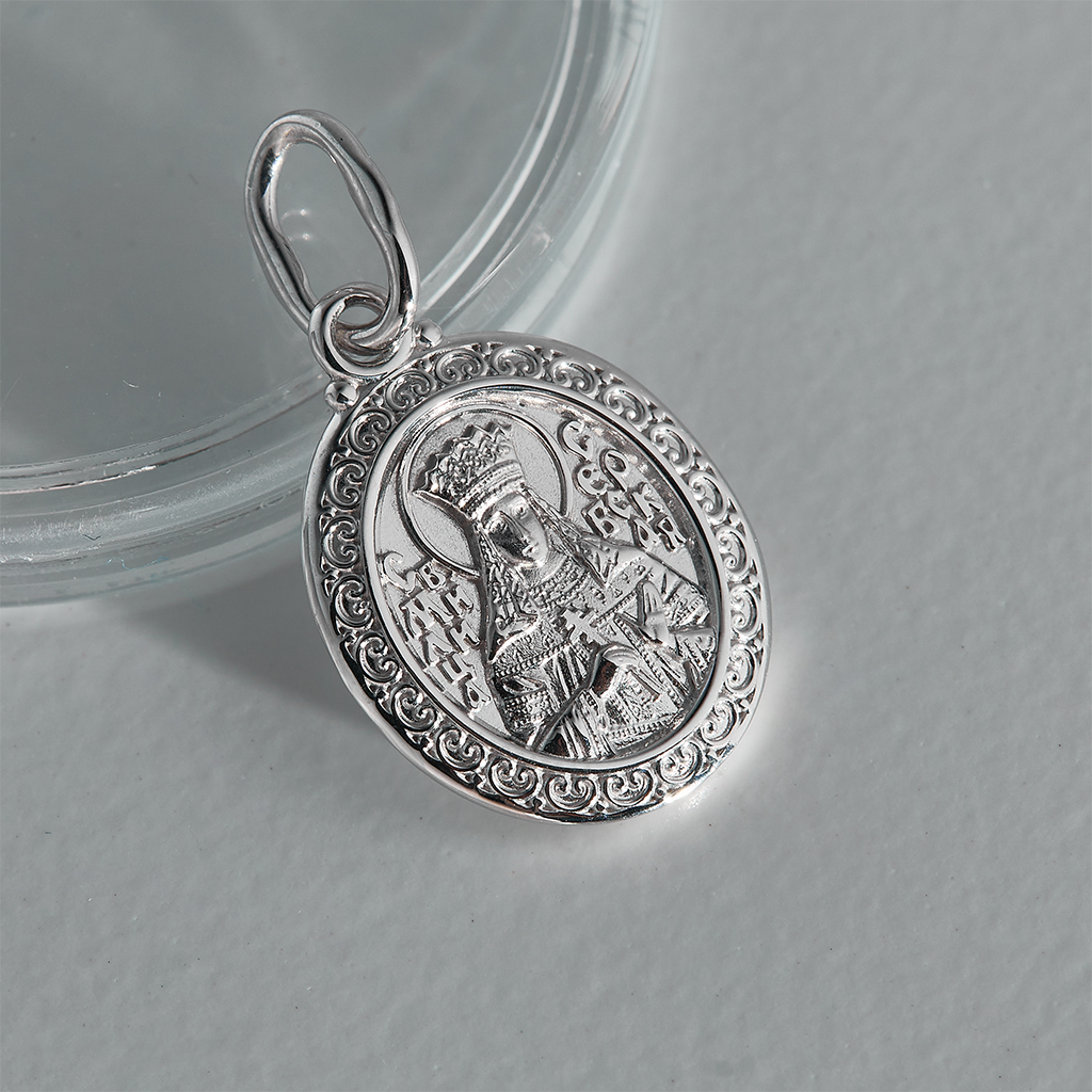 Серебряная иконка нательная образок Святая Милица Сербская (Вес: 2,4 гр.)