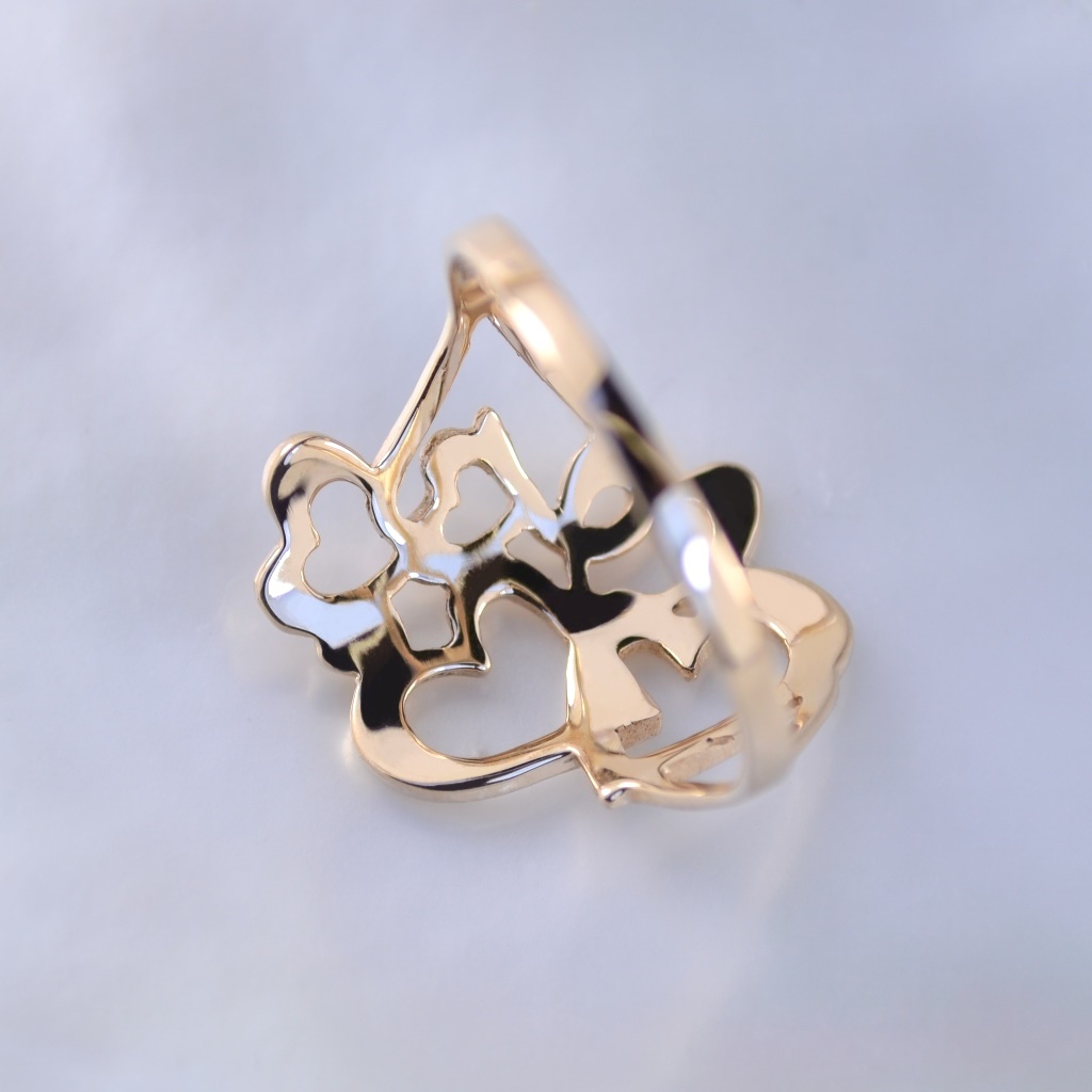 Женское кольцо из золота с сердцами на заказ (Вес: 3 гр.)