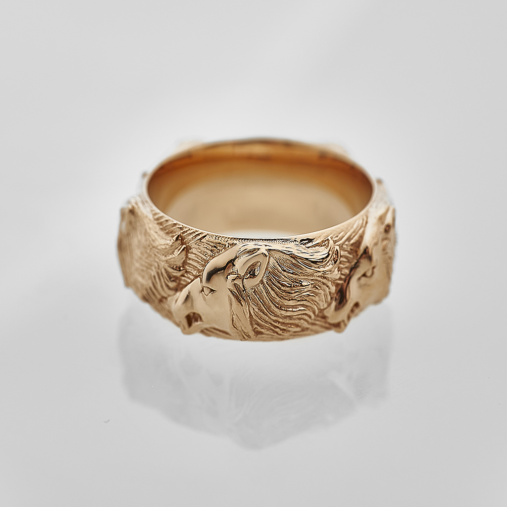 Мужское кольцо с волками из золота (Вес: 15 гр.)