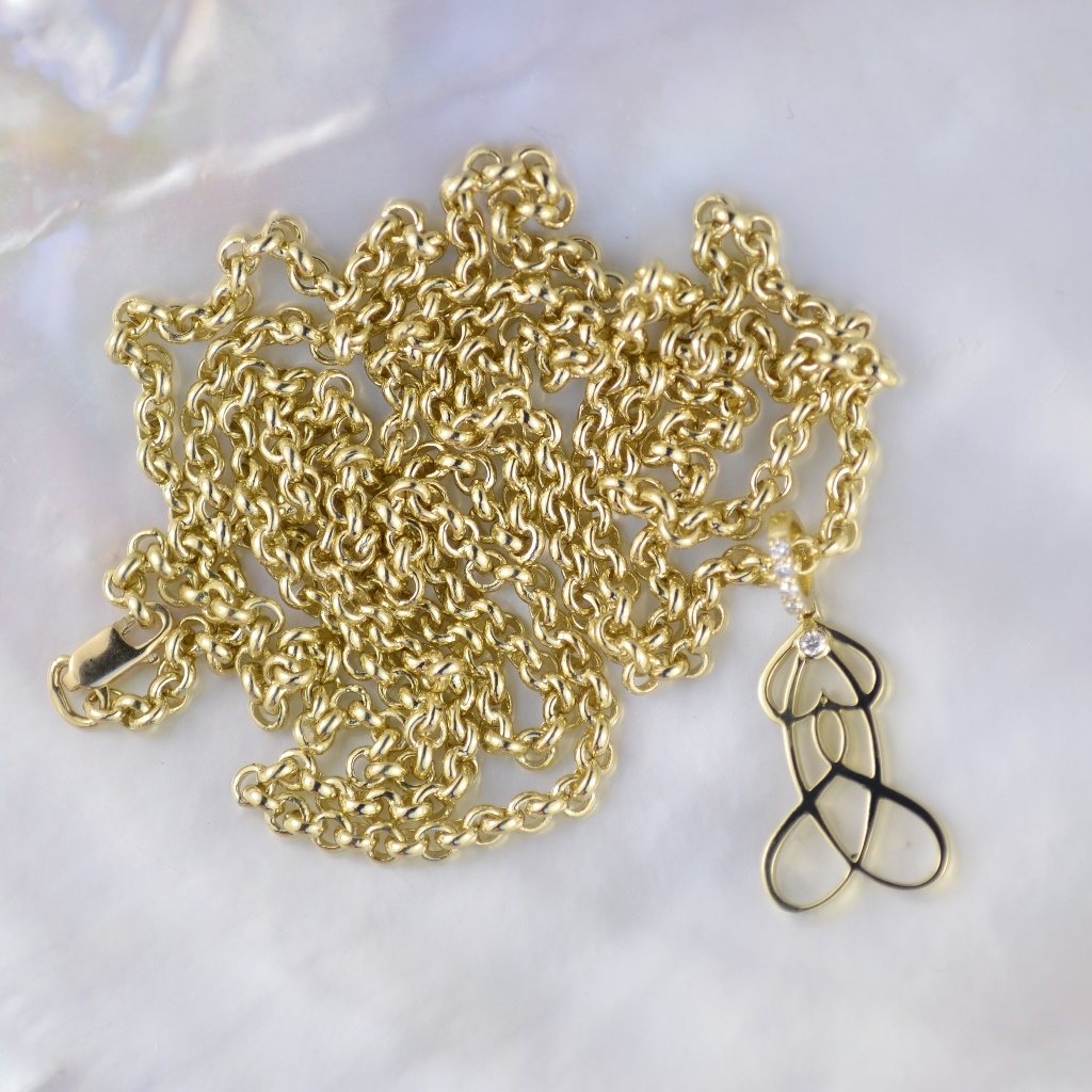 Символический кулон подвеска в виде фалоса из золота с бриллиантами (Вес: 2 гр.)