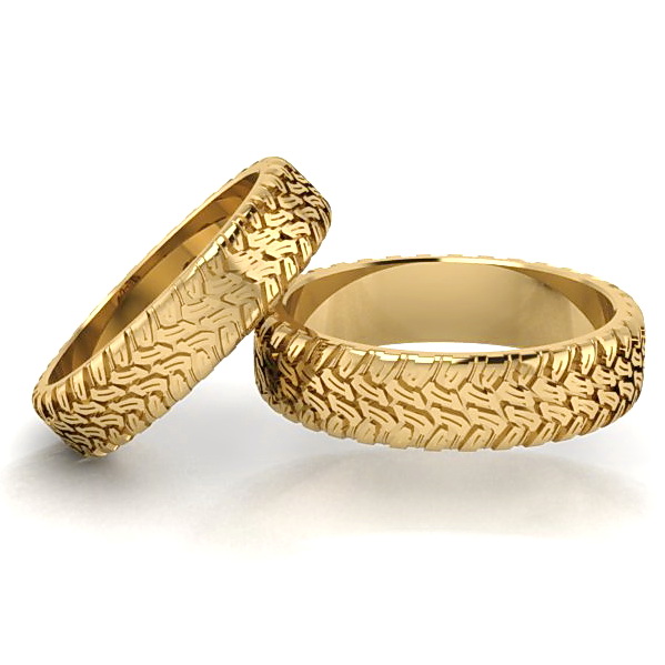 Обручальные кольца шины колеса из золота (Вес пары: 12 гр.)