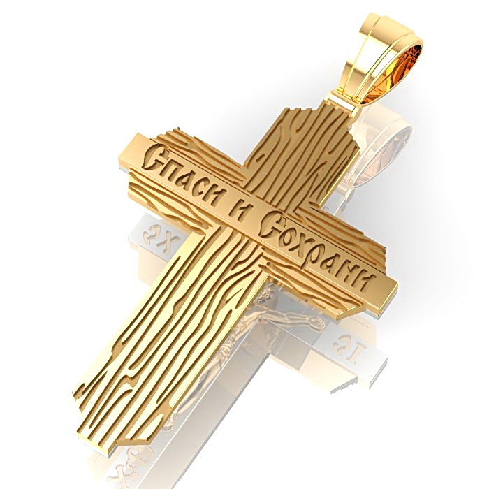 Нательный крестик с эмалью из золота двух цветов (Вес 13 гр.)