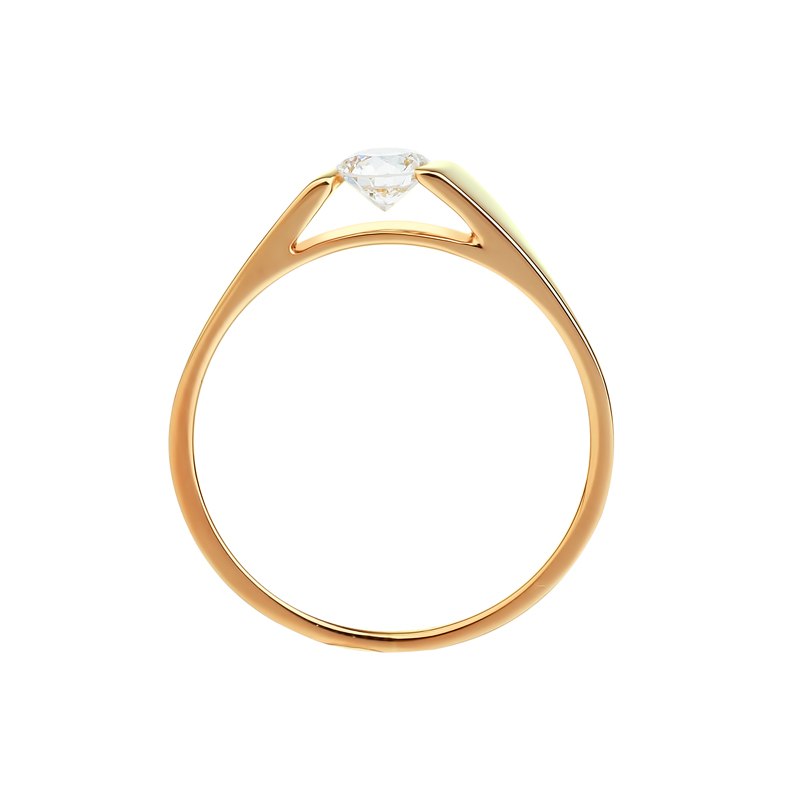 Гладкое помолвочное кольцо из красного золота с бриллиантом 0,24 карат (Вес: 3 гр.)