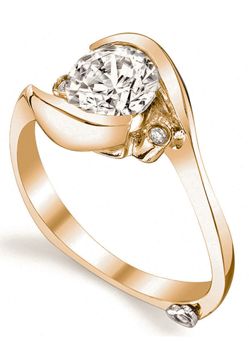 Помолвочное кольцо с тремя бриллиантами 0,54 карат (Вес: 4,5 гр.)
