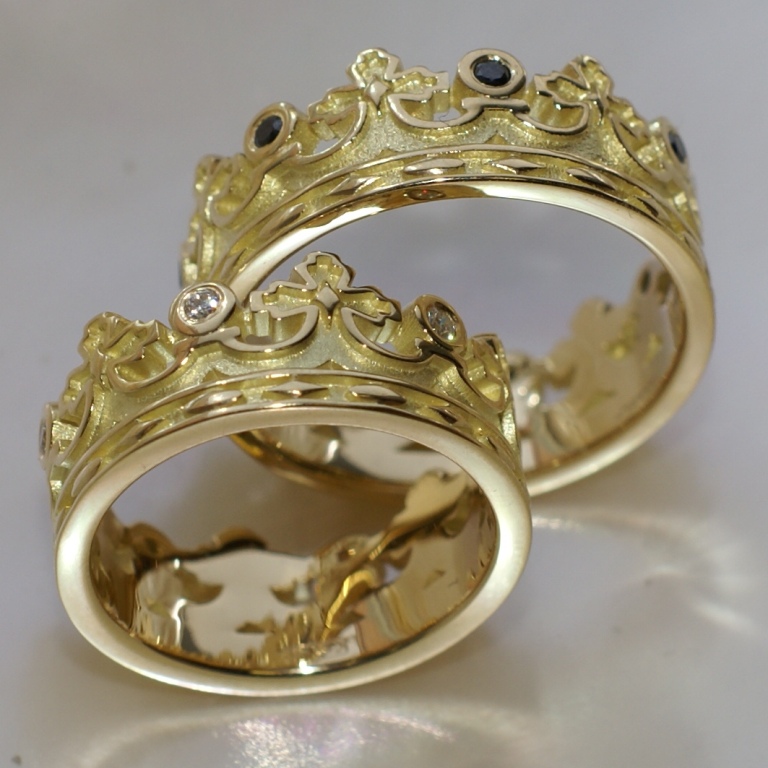 Обручальные кольца корона / в виде короны на заказ (Вес пары: 12 гр.)