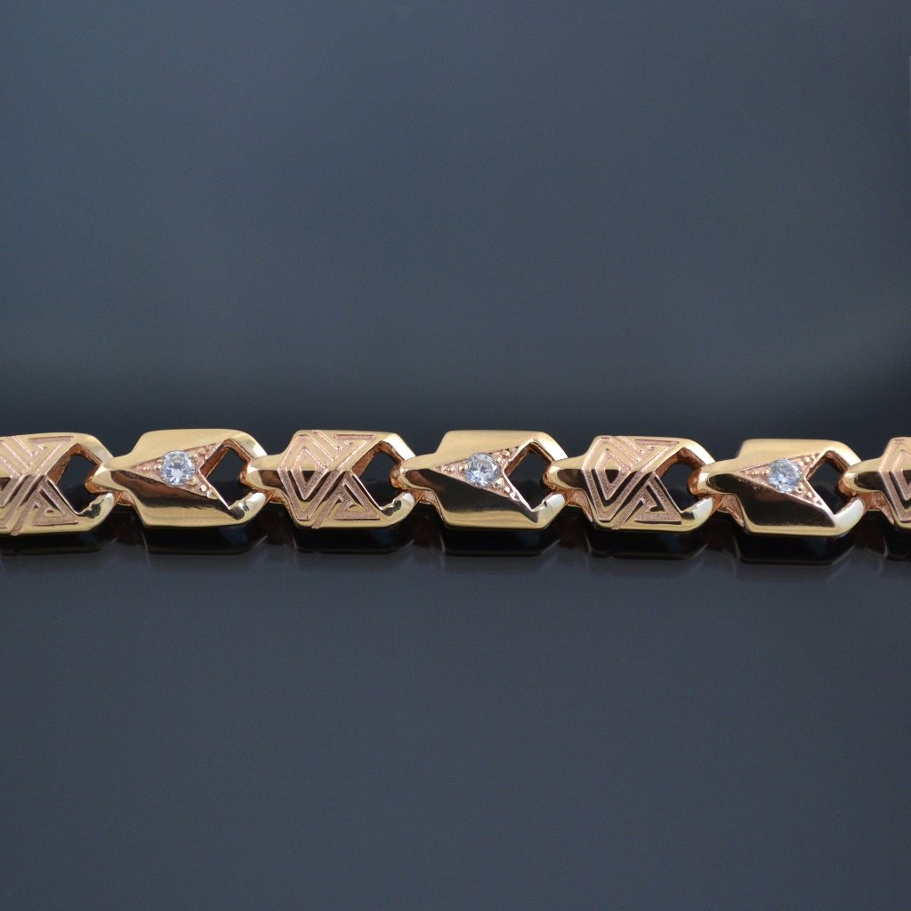 Золотая цепочка плетение Рыбка с бриллиантами и узором (цена за грамм)