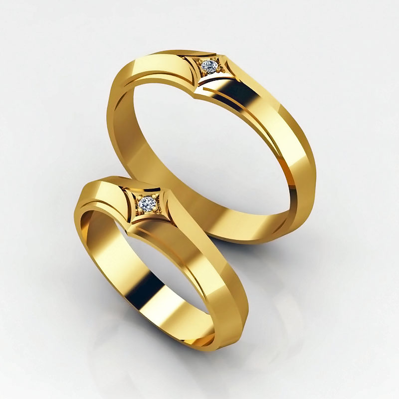Обручальные кольца Энергия с двумя бриллиантами (Вес пары: 6,5 гр.)