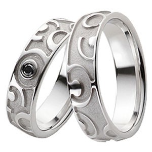 Обручальные кольца из платины с необычным орнаментом на заказ (Вес пары: 19,5 гр.)