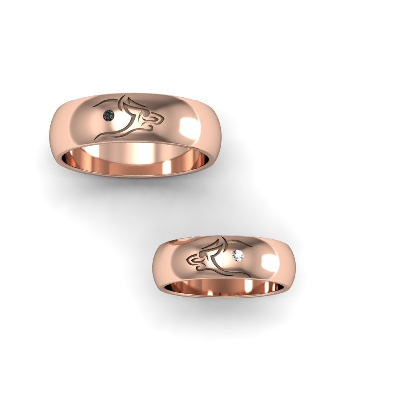 Обручальные кольца с волками (символ Волк) с бриллиантами на заказ (Вес пары: 12 гр.)