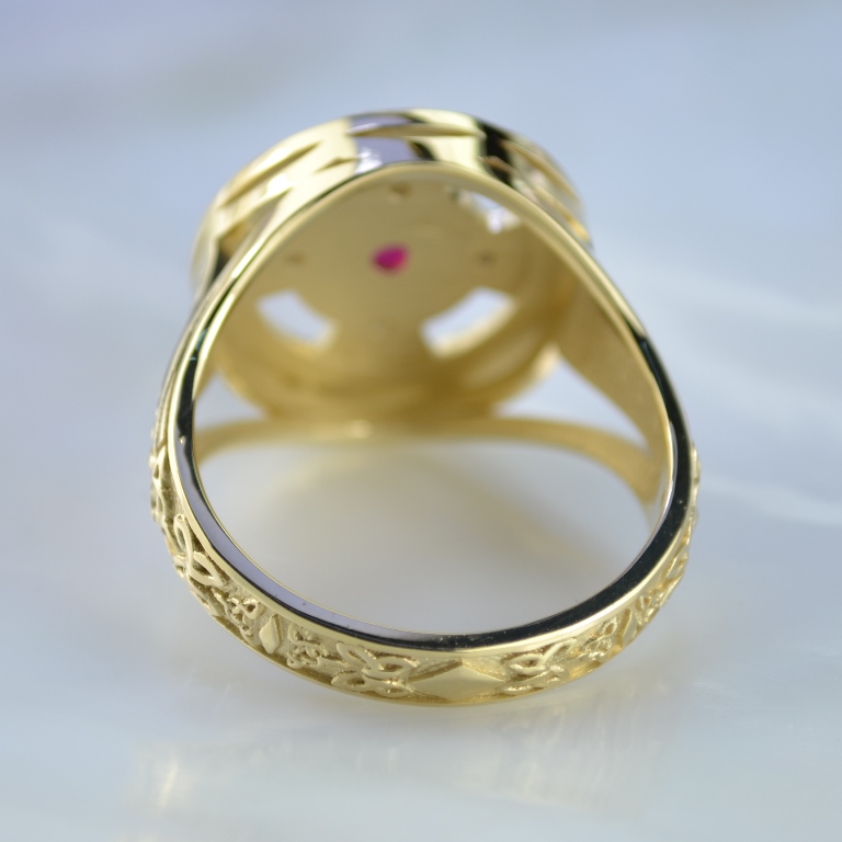 Печатка Кольцо всевластия Tateossian Ring (Кольцо Татеосса)  с крестом и орнаментом на заказ  (Вес: 7,4 гр.)