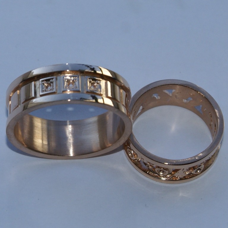 Обручальные кольца на заказ с бриллиантами (Вес пары: 12 гр.)