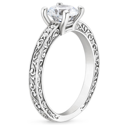 Помолвочное кольцо узором и бриллиантами 0,62 карат (Вес: 6 гр.)