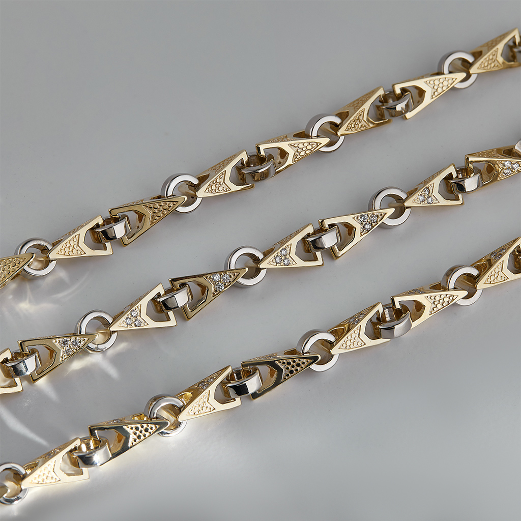 Золотая цепочка с бриллиантами эксклюзивное плетение Адмирал
