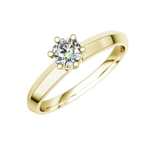 Классическое кольцо с гранями из жёлтого золота с бриллиантом 0,25 карат (Вес: 3 гр.)