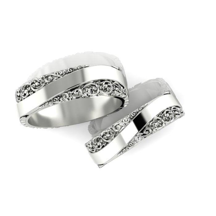 Свадебные кольца Мечта из белого золота с узорами (Вес пары: 14 гр.)