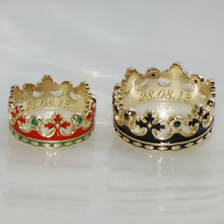 Ювелирная мастерская Nota-Gold изготовит на заказ обручальные кольца в виде короны.