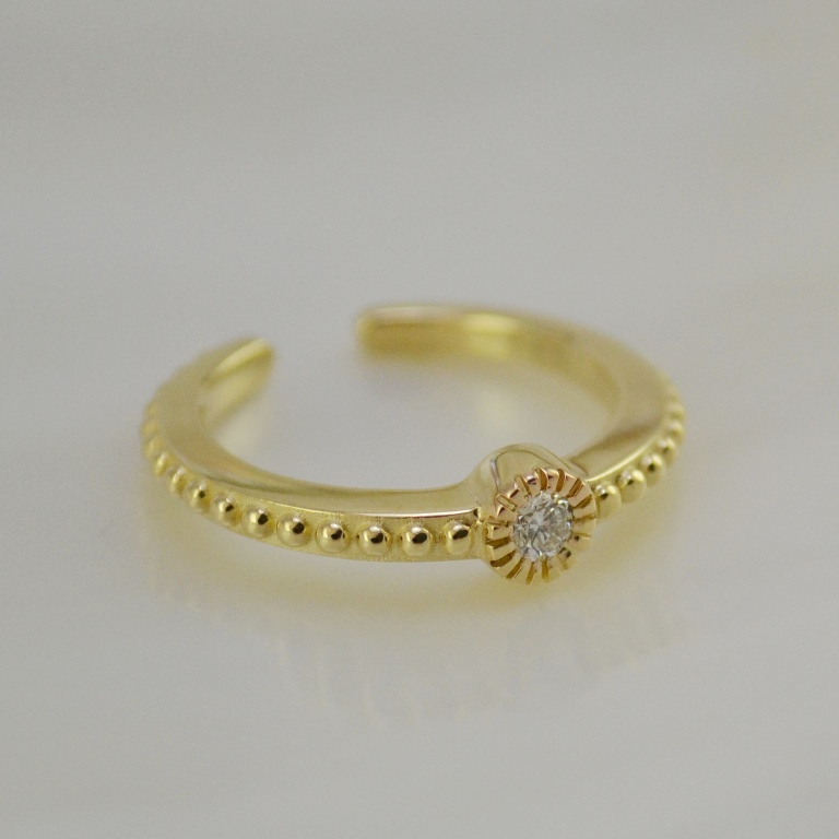 Кольцо на ногу из желтого золота с бриллиантом на заказ (Вес: 3,5 гр.)