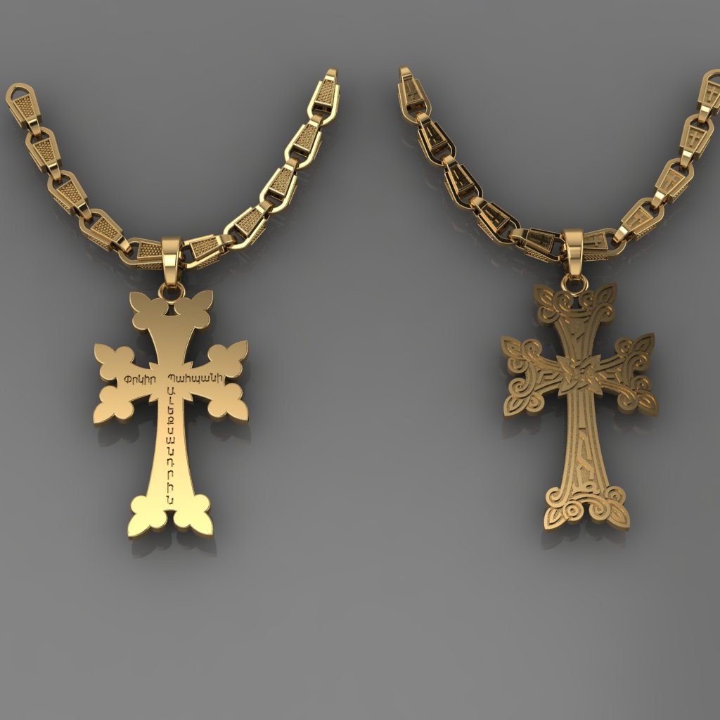 Армянский золотой крест с личной гравировкой на обороте (Вес: 10,5 гр.)