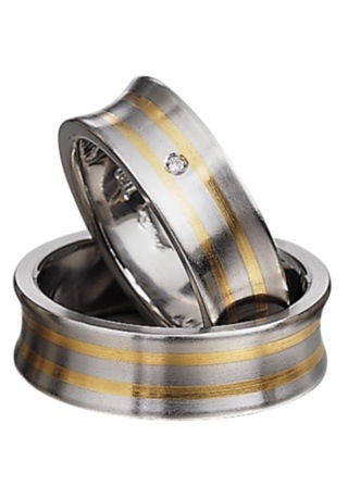 Вогнутые двухцветные обручальные кольца с чернением на заказ (Вес пары: 16 гр.)