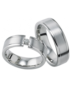 Обручальные кольца матовые с бриллиантом на заказ (Вес пары: 12 гр.)