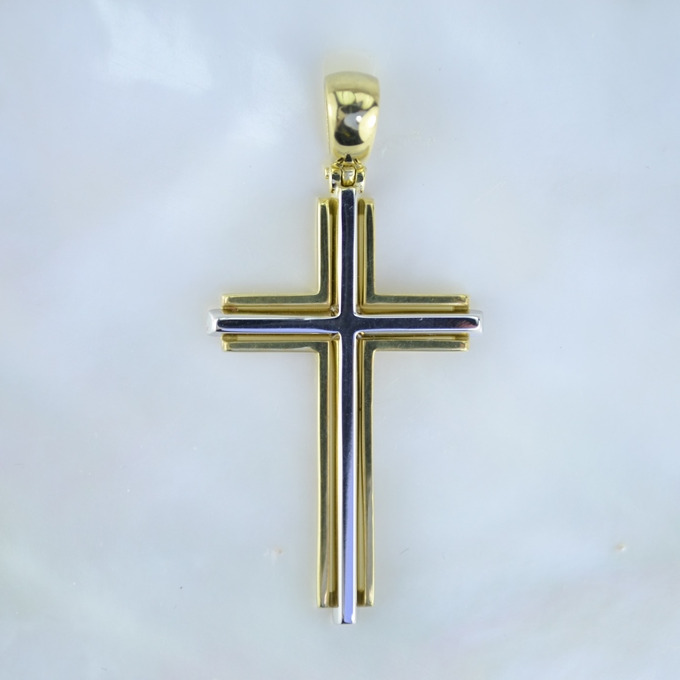 Золотой крест без распятия из двухцветного золота (Вес 6 гр.)