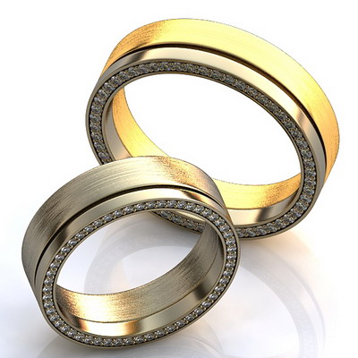 Обручальные кольца с бриллиантами в торце на заказ (Вес пары: 12 гр.)