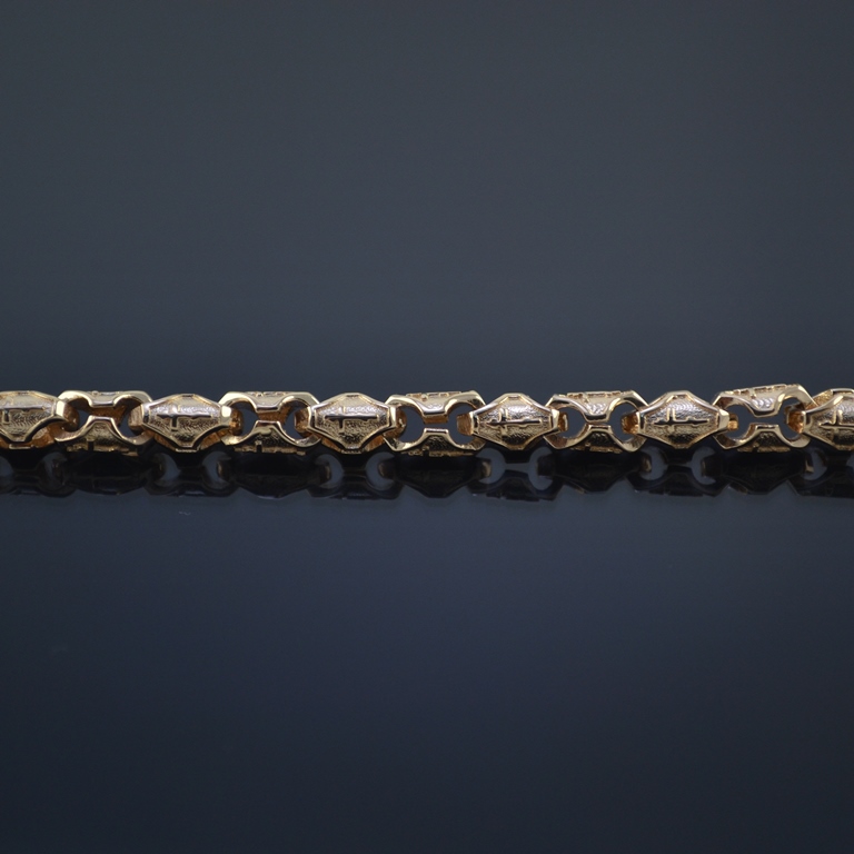 Золотой браслет эксклюзивного плетения Краб Малый Православный на заказ (цена за грамм)
