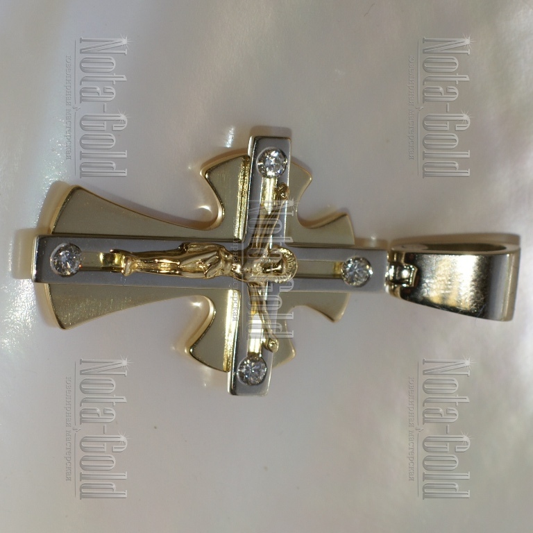 Ювелирная мастерская Nota-Gold изготовила крест из золота с бриллиантами на заказ 11 гр. (бриллианты 0,40ct)