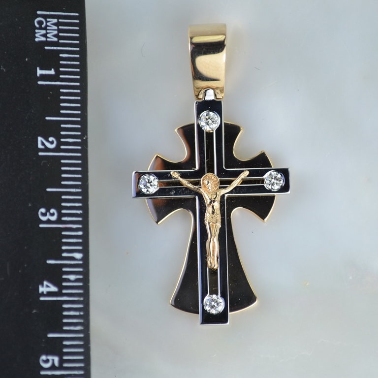 Крест из золота с бриллиантами на заказ (Вес: 11 гр.)