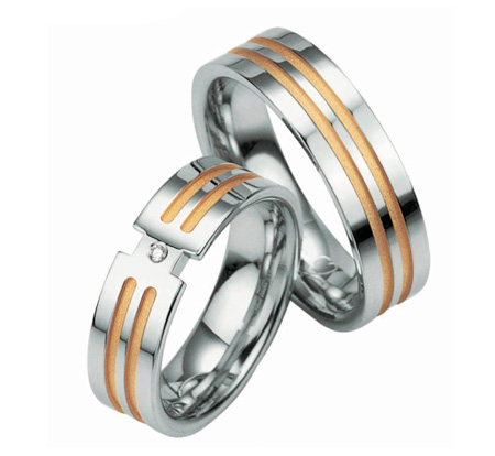 Глянцевые серебряные обручальные кольца с позолотой на заказ (Вес пары: 10 гр.)