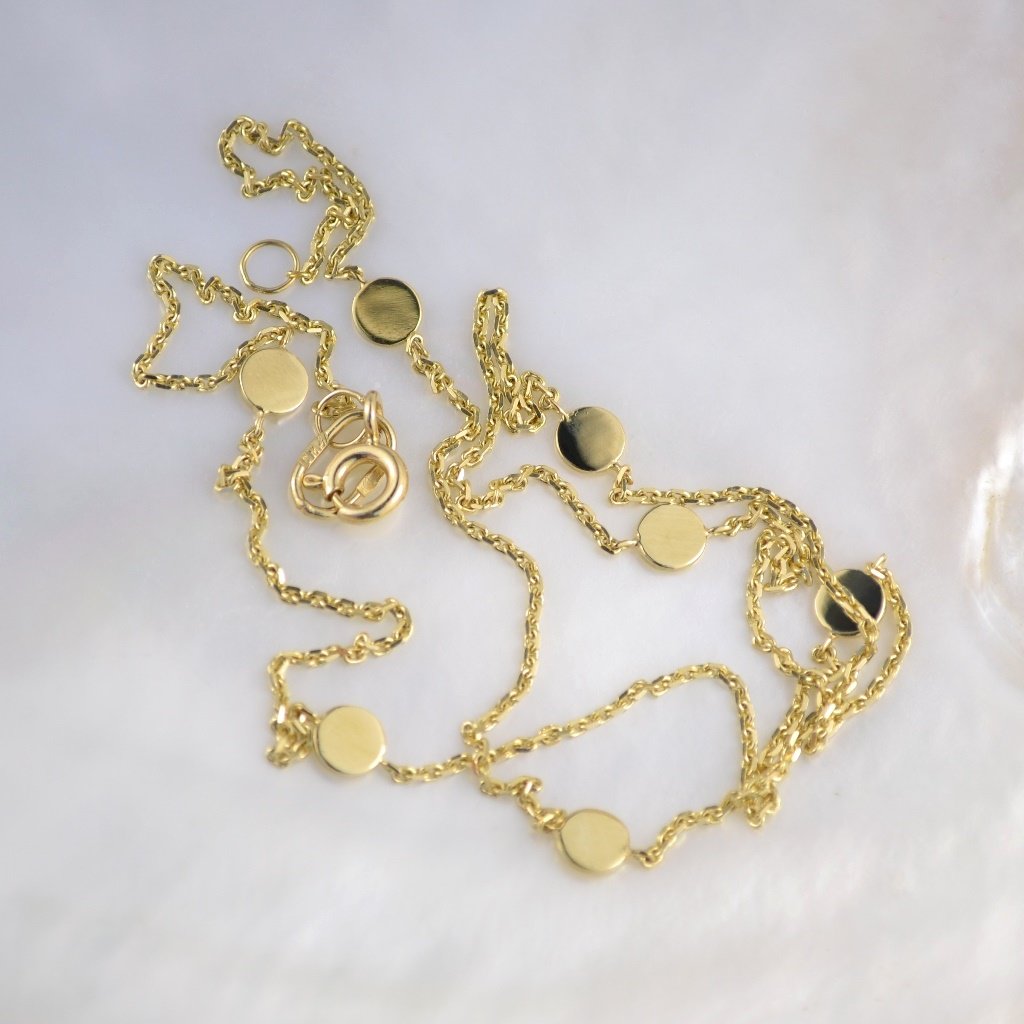 Золотая женская цепочка Колье плетение Якорь с круглыми вставками из золота (цена за грамм)