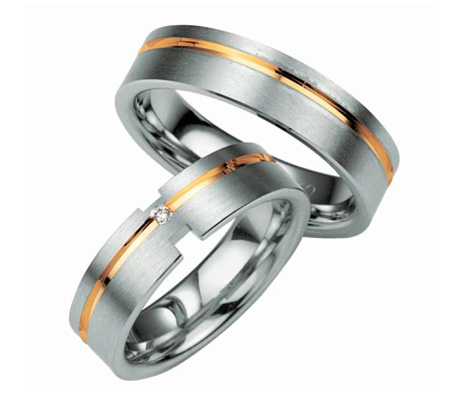 Матовые серебряные обручальные кольца с позолотой на заказ (Вес пары: 9 гр.)