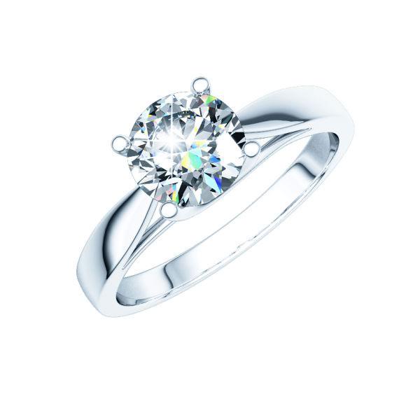 Женское кольцо из белого золота с одним крупным бриллиантом 1 карат в четырёх лапках (Вес: 3 гр.)