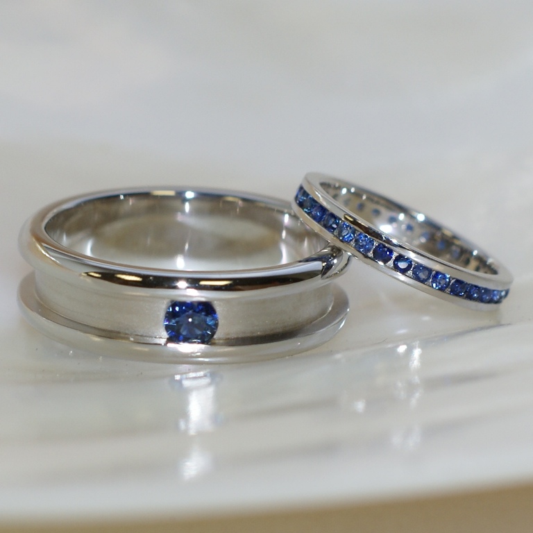 Эксклюзивные обручальные кольца с сапфирами на заказ (Вес пары: 13 гр.)